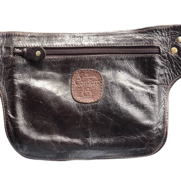 Calleen Cordero Cracked Brown Leather Belt Bag with Upcycled Vintage Kilim - Picture 15 of 16